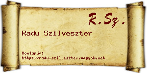 Radu Szilveszter névjegykártya